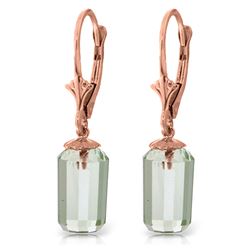 ALARRI 9 CTW 14K Solid Rose Gold Leverback Earrings Bullet Cut Green Amethyst