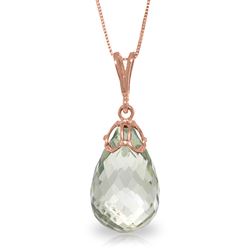 ALARRI 7 CTW 14K Solid Rose Gold Necklace Briolette Green Amethyst