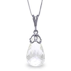 ALARRI 7 Carat 14K Solid White Gold Arrow Sent Forth White Topaz Necklace