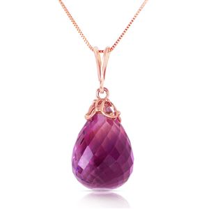 ALARRI 7 CTW 14K Solid Rose Gold Raindrop Amethyst Necklace