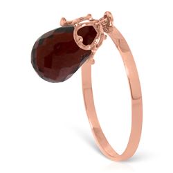 ALARRI 3 Carat 14K Solid Rose Gold Ring Dangling Briolette Garnet