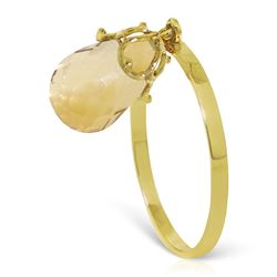 ALARRI 3 CTW 14K Solid Gold Ring Dangling Briolette Citrine