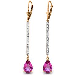 ALARRI 14K Solid Rose Gold Earrings w/ Diamonds & Pink Topaz