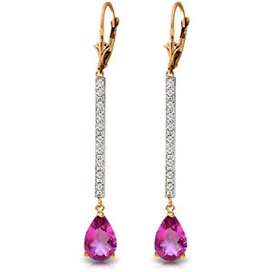 ALARRI 14K Solid Rose Gold Earrings w/ Diamonds & Pink Topaz