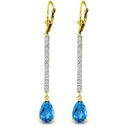 ALARRI 3.6 Carat 14K Solid Gold Earrings Diamond Blue Topaz