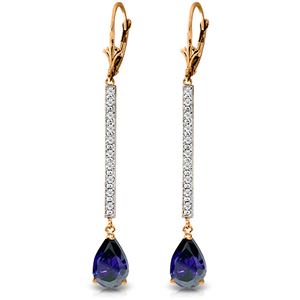 ALARRI 14K Solid Rose Gold Earrings w/ Diamonds & Sapphires