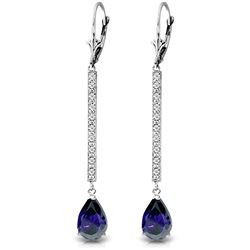 ALARRI 14K Solid White Gold Earrings w/ Diamonds & Sapphires