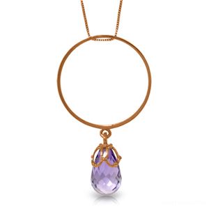 ALARRI 14K Solid Rose Gold Necklace w/ Briolette Purple Amethyst