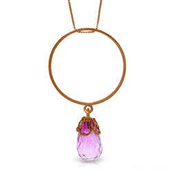 ALARRI 14K Solid Rose Gold Necklace w/ Briolette Pink Topaz