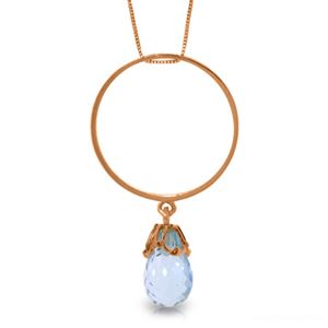 ALARRI 14K Solid Rose Gold Necklace w/ Briolette Blue Topaz