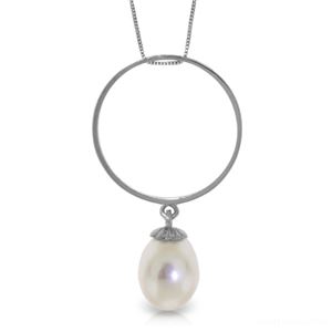 ALARRI 4 Carat 14K Solid White Gold Necklace Briolette Pearl