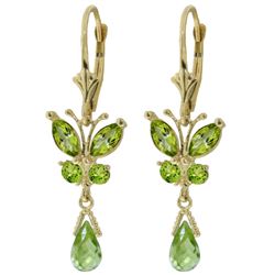 ALARRI 2.74 Carat 14K Solid Gold Butterfly Earrings Natural Peridot