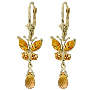 ALARRI 2.74 Carat 14K Solid Gold Butterfly Earrings Natural Citrine