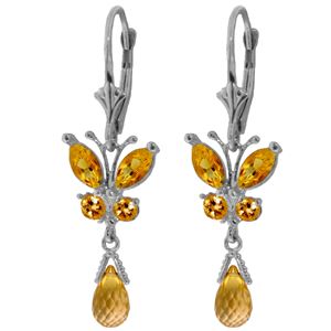 ALARRI 2.74 Carat 14K Solid White Gold Butterfly Earrings Natural Citrine