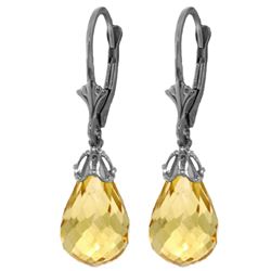 ALARRI 14 Carat 14K Solid White Gold Leverback Earrings Briolette Citrine