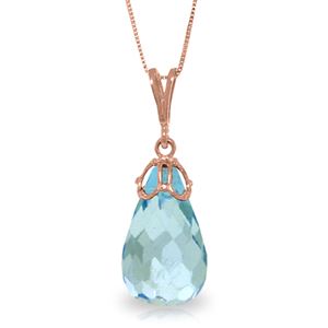 ALARRI 10.25 CTW 14K Solid Rose Gold Raindrop Blue Topaz Necklace