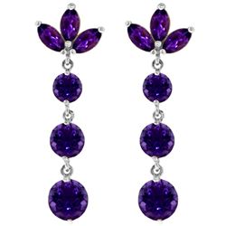 ALARRI 8.7 Carat 14K Solid White Gold Dangling Earrings Natural Amethyst