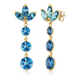 ALARRI 8.7 Carat 14K Solid Gold Dangling Earrings Natural Blue Topaz