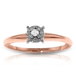 ALARRI 14K Solid Rose Gold Solitaire Ring w/ 0.05 Carat Natural Diamond