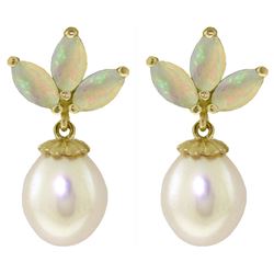 ALARRI 9.5 Carat 14K Solid Gold Dangling Earrings Pearl Opal