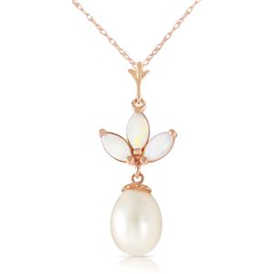 ALARRI 14K Solid Rose Gold Necklace w/ Pearl & Opals