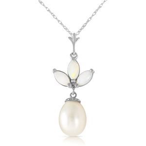 ALARRI 4.75 CTW 14K Solid White Gold Necklace Pearl Opal
