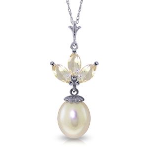 ALARRI 4.75 CTW 14K Solid White Gold Necklace Pearl White Topaz