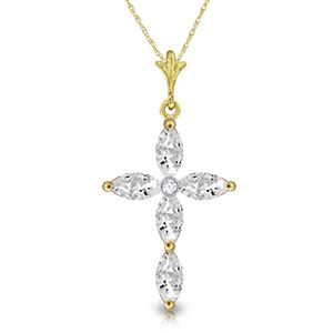 ALARRI 1.23 Carat 14K Solid Gold Necklace Natural Diamond White Topaz