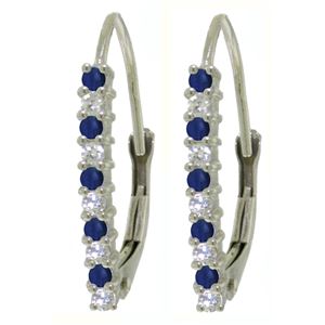 ALARRI 0.35 CTW 14K Solid White Gold Leverback Earrings Natural Diamond Sapphire
