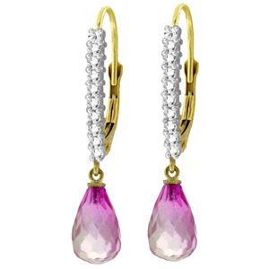 ALARRI 4.8 Carat 14K Solid Gold Leverback Earrings Natural Diamond Pink To