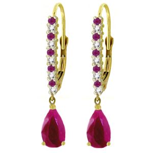 ALARRI 3.35 Carat 14K Solid Gold Naturalpa Ruby Diamond Earrings