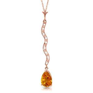 ALARRI 14K Solid Rose Gold Necklace w/ Diamonds & Citrine
