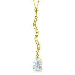 ALARRI 1.79 CTW 14K Solid Gold Lovesong Aquamarine Diamond Necklace