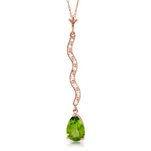 ALARRI 14K Solid Rose Gold Necklace w/ Diamonds & Peridot