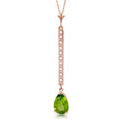 ALARRI 14K Solid Rose Gold Necklace w/ Diamonds & Peridot