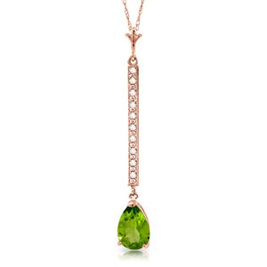 ALARRI 14K Solid Rose Gold Necklace w/ Diamonds & Peridot