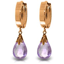 ALARRI 14K Solid Rose Gold Hoop Earrings w/ Natural Amethysts