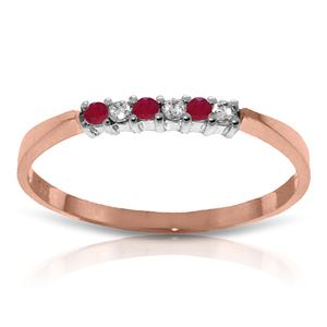 ALARRI 0.11 CTW 14K Solid Rose Gold Love Band Ruby Diamond Ring