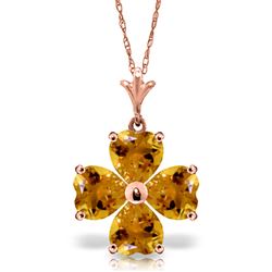 ALARRI 3.8 Carat 14K Solid Rose Gold Heart Cluster Citrine Necklace