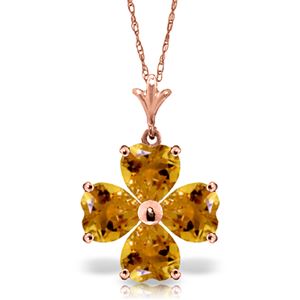 ALARRI 3.8 Carat 14K Solid Rose Gold Heart Cluster Citrine Necklace