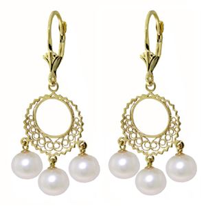 ALARRI 12 Carat 14K Solid Gold Chandelier Earrings Natural Pearl