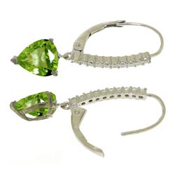 ALARRI 3.55 Carat 14K Solid White Gold Leverback Earrings Natural Diamond Peridot