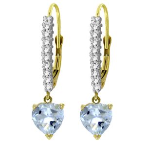 ALARRI 3.55 Carat 14K Solid Gold Leverback Earrings Natural Diamond Aquama