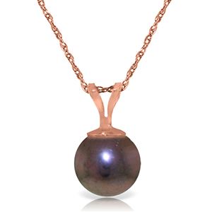 ALARRI 14K Solid Rose Gold Necklace w/ Natural Black Pearl