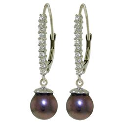 ALARRI 8.3 Carat 14K Solid White Gold Leverback Earrings Diamond Black Pearl