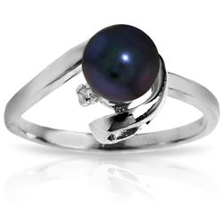ALARRI 1.01 Carat 14K Solid White Gold Ring Natural Diamond Black Pearl