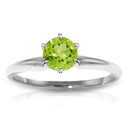 ALARRI 0.65 CTW 14K Solid White Gold Solitaire Ring Natural Peridot