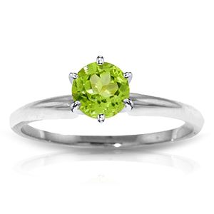 ALARRI 0.65 CTW 14K Solid White Gold Solitaire Ring Natural Peridot