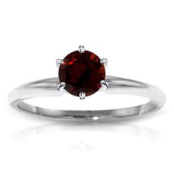 ALARRI 0.65 Carat 14K Solid White Gold Solitaire Ring Natural Garnet