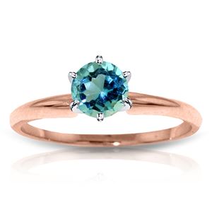 ALARRI 14K Solid Rose Gold Solitaire Ring w/ Natural Blue Topaz